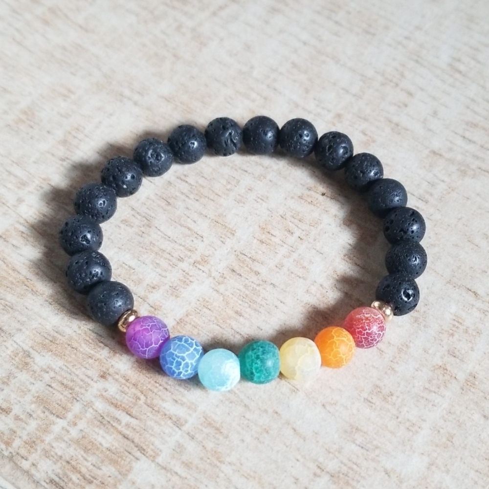Lava & Glass Bead Bracelet - Picture 2 of 5